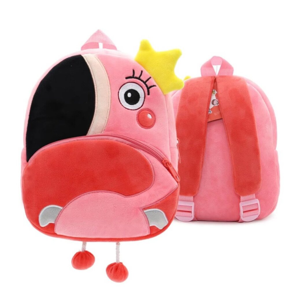 Cute Animal Plush Backpack for Toddlers Kids Gift Bag ( flamingo )